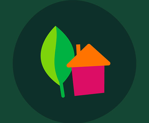 Icon of house with leaf